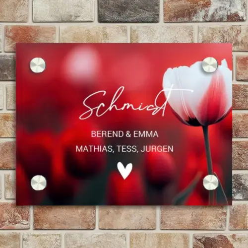 Rode tulpen - Sierlijk Naambord Rechthoek middel -sfeer3