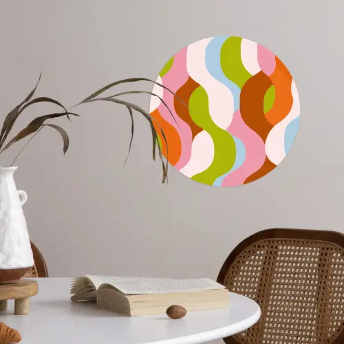 Abstract - Vormen - Roze Wandcirkel behangsticker klein -sfeer3