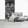 Dieren - Leeuw - Zwart - Wit - Portret fotobehang vinyl groot -slaapkamer