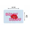 Bisou - Blauw - Roze - Lippen Placemat vinyl groot -specs