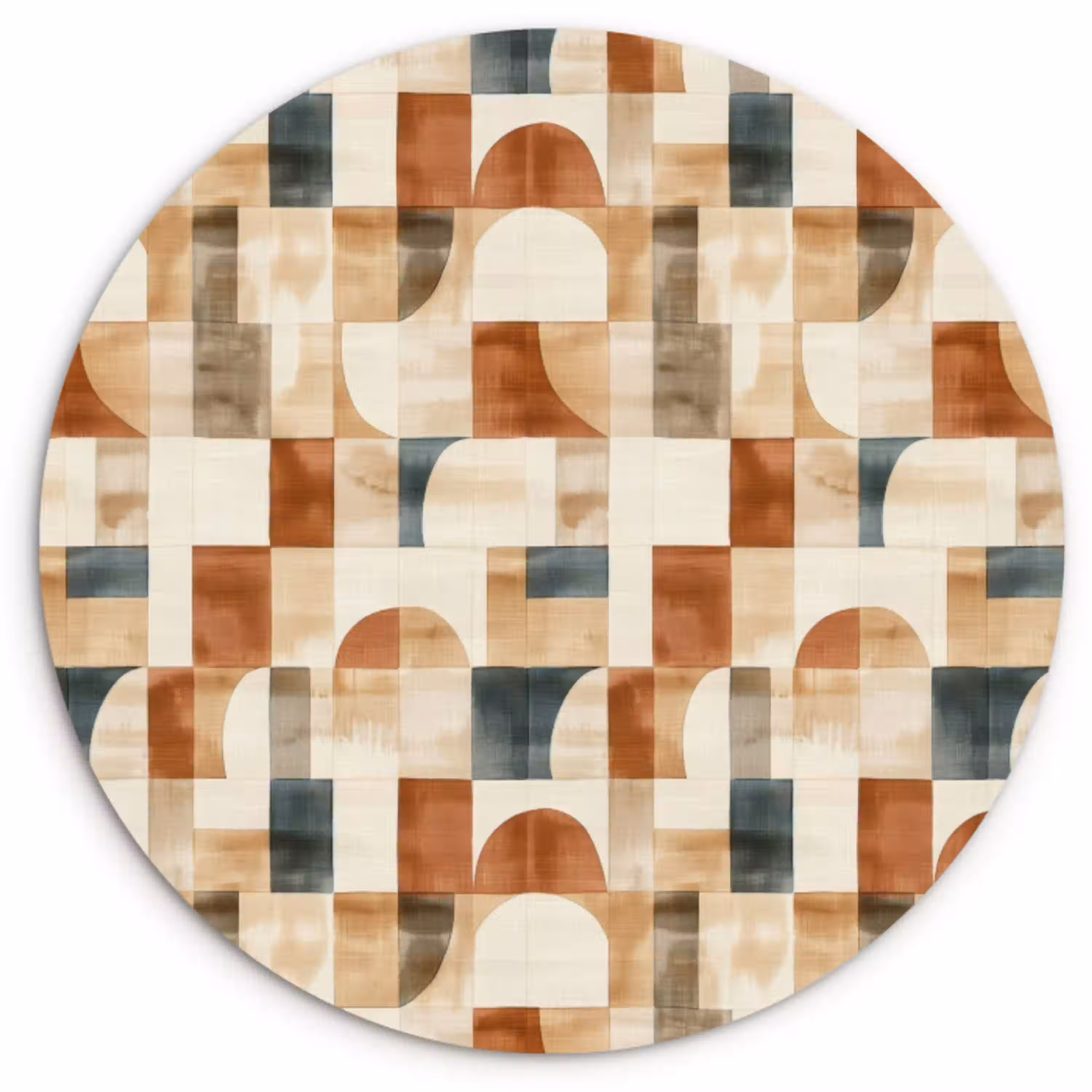 Terracotta - Geometrisch - Aquarel - Textuur Wandcirkel kunststof plaat 5mm dik klein 188 -3d