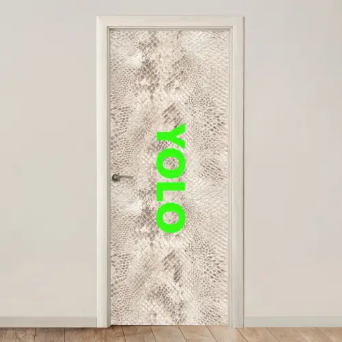 YOLO - Groen - Neon - Slangenprnt deurposter klein -3d_beige