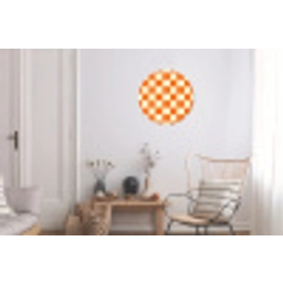 Schaak - Patroon - Oranje Wandcirkel aluminium klein 190 -woonkamer