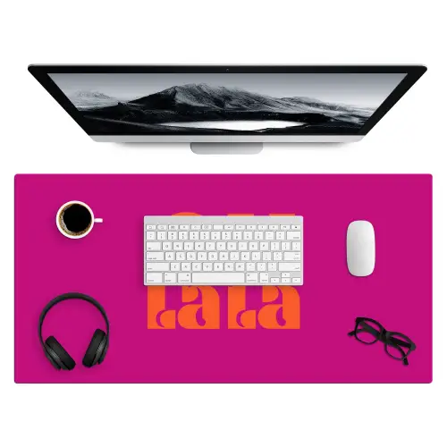 Oh la la - Roze - Oranje - Gestapelde letters Muismat XXL klein -3d
