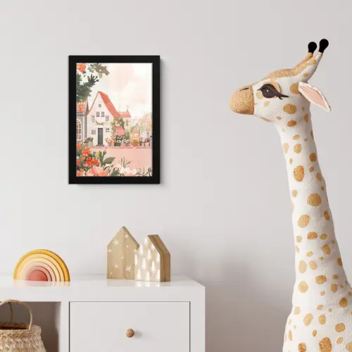 Bloemen - Huizen - Dorp fotolijst zwart zonder passe partout klein -usfeer4_kinderkamer