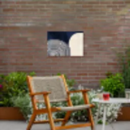 Donkerblauw - Abstract - Lijnen Tuinposter op houten frame 2 cm dik klein -sfeer3