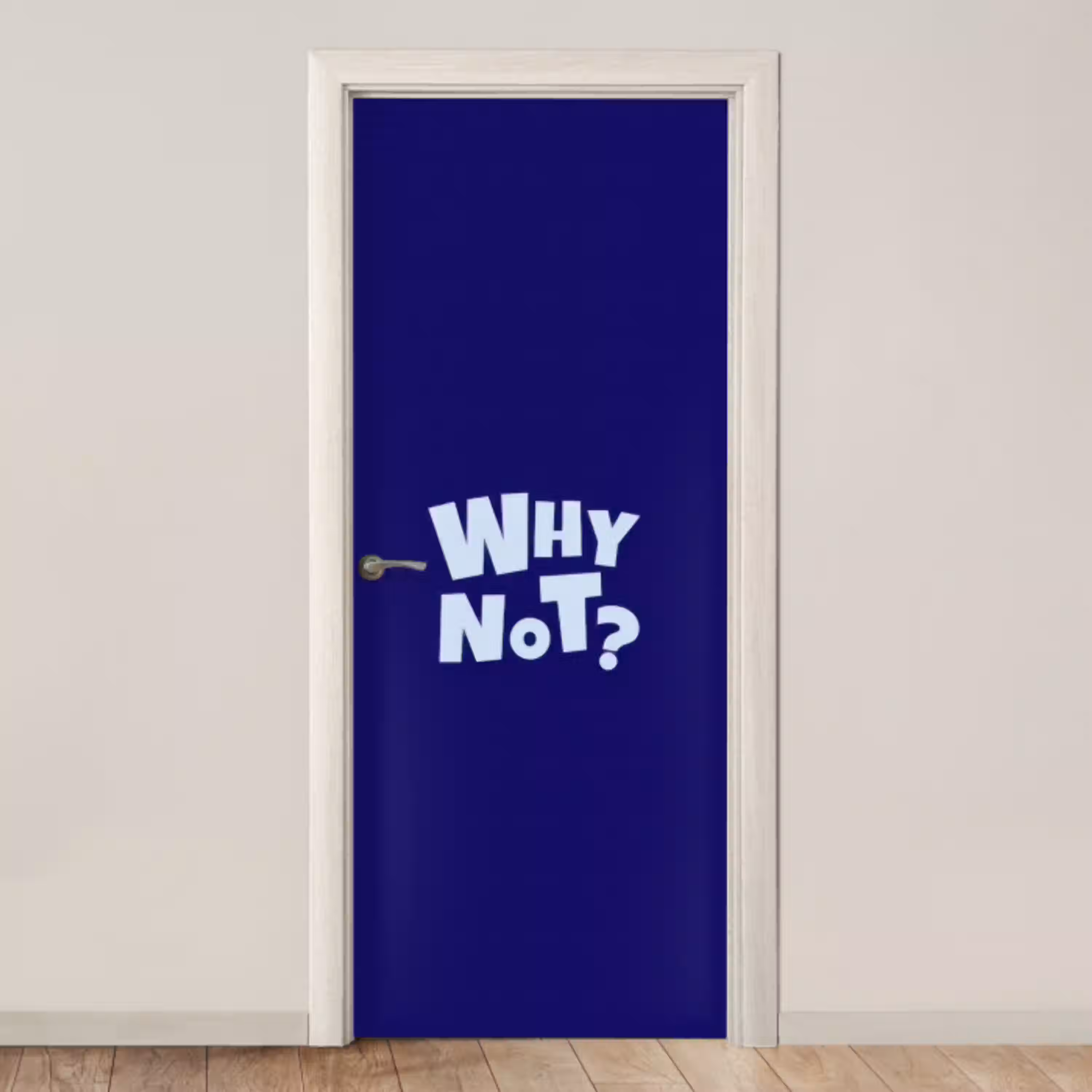 Blauw - Why not - Minimalistisch deurposter klein -3d_beige
