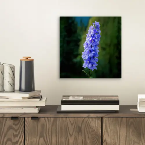 Bloemen - Blauw - Dennenboom aluminium wit klein -sfeer1