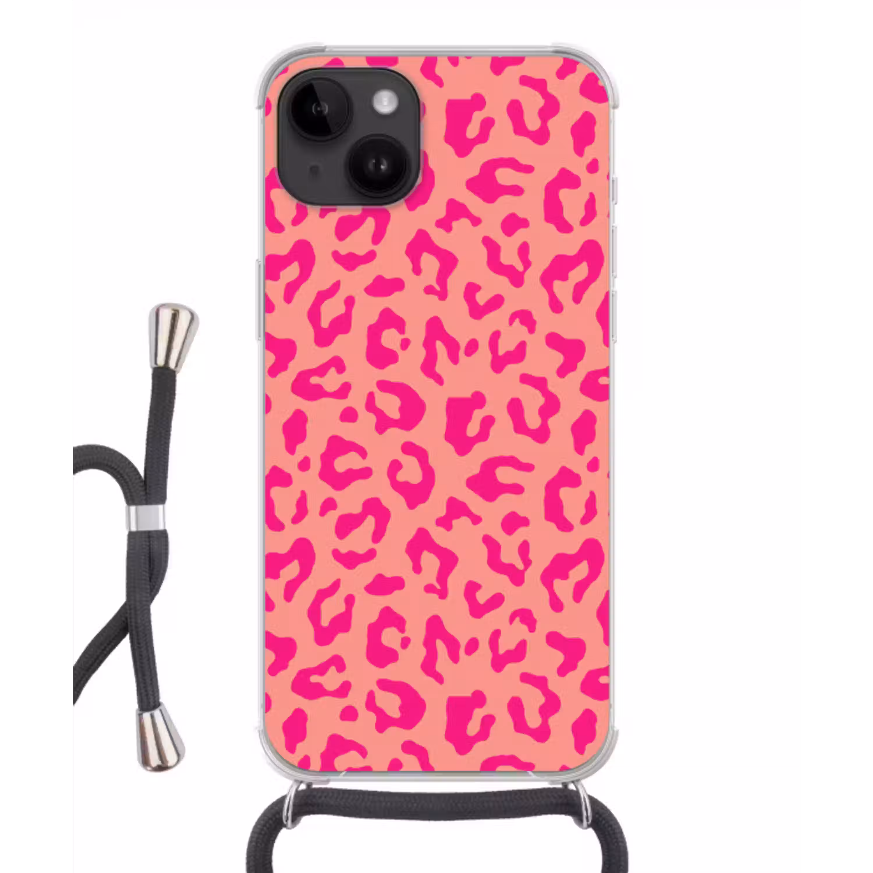 Panterprint - Roze - Dierenprint - Minimalistisch Crossbody Case iPhone 14 middel -3d