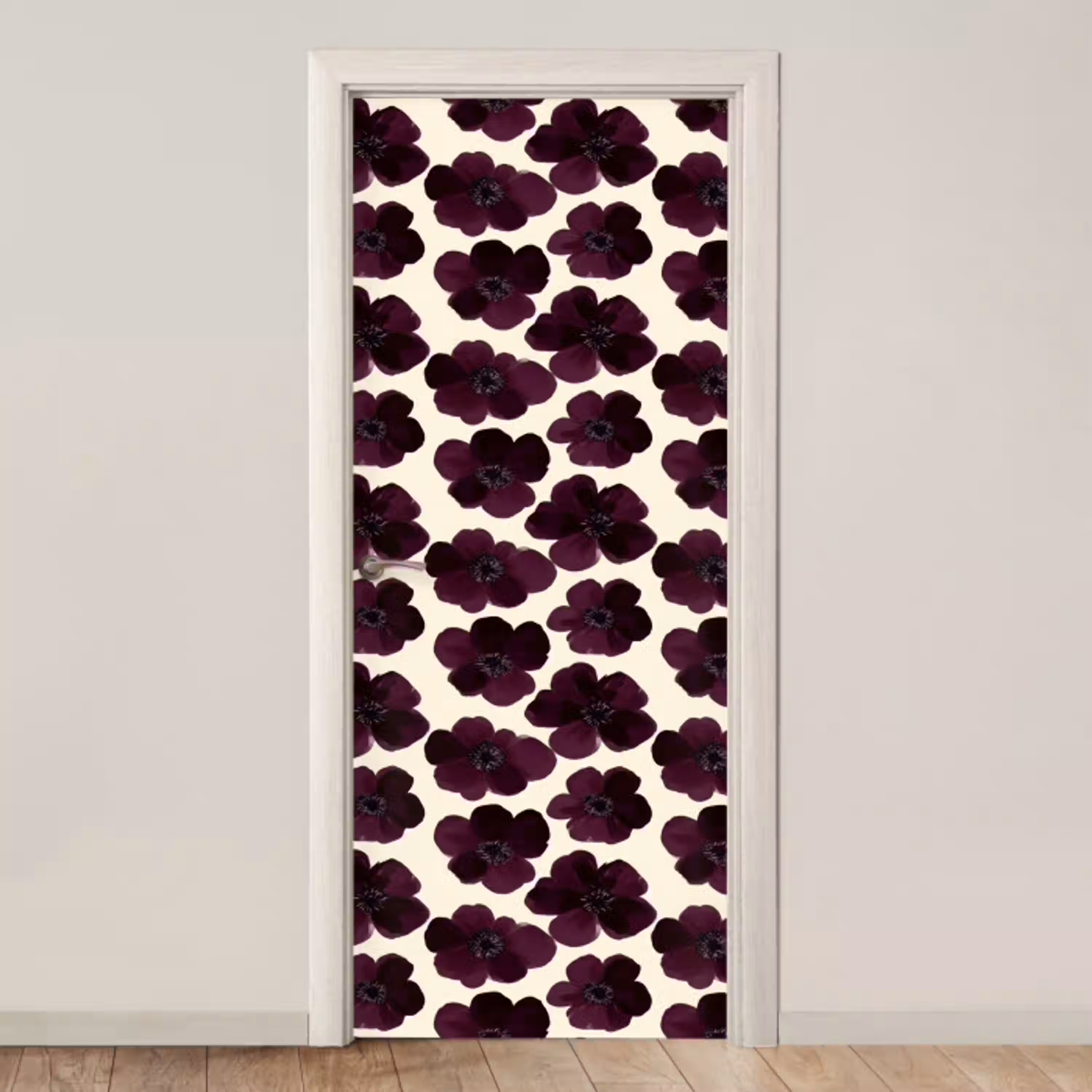 Bloemen - Aquarel - Paars deurposter klein 289 -3d_beige