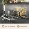 Boom - Bloemen - Goud - Beige keuken achterwand spatscherm klein -usp_NL