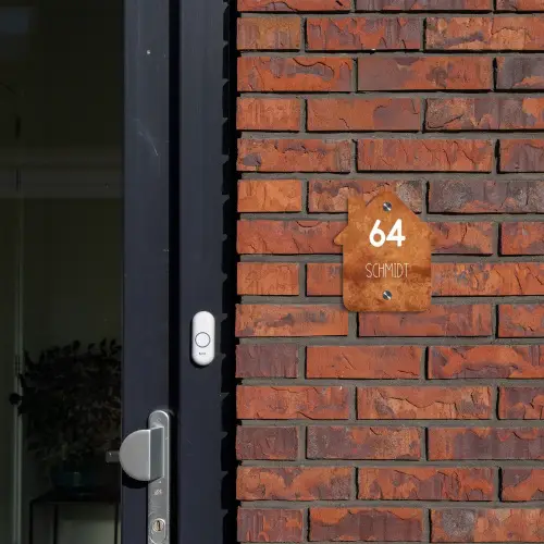 Roest - Modern Naambord Huisje klein -sfeer2