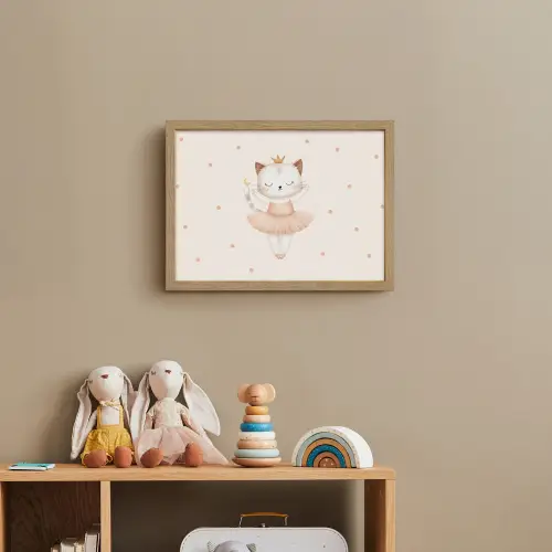 Ballerina - Kitten - Beige - Stippen Light Box met batterij (Wandlamp kind) middel -sfeer2_kind