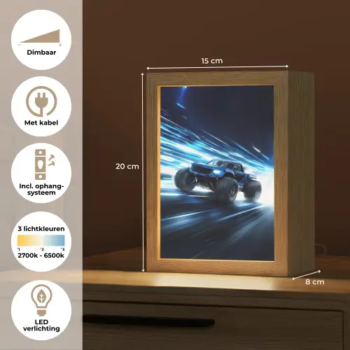 Monstertruck - Blauw - Neon - Lichten Light Box met kabel klein -USP_NL