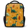 Dinosaurussen - Stekels - Herfstbladeren - Bruin Rugzak - Zwart middel -3d