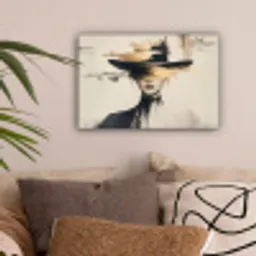 Vrouw - Hoed - Verf canvas 2cm klein -sfeer1