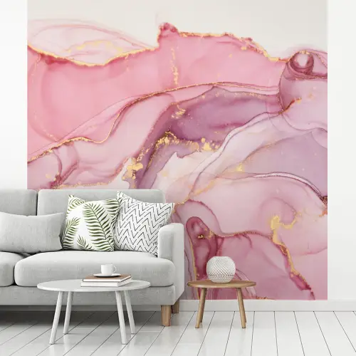 Goud - Marmer - Roze fotobehang vinyl groot -woonkamer