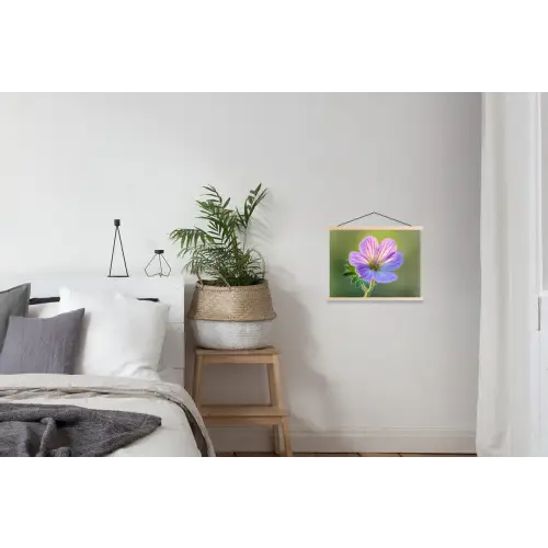 Bloem - Close up - Paars textielposter latten blank klein -woonkamer