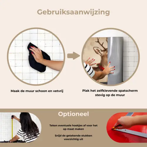 Kerst - Hert - Gewei - Kerstbal - Rendier keuken achterwand spatscherm klein -gebruiksaanwijzing_NL