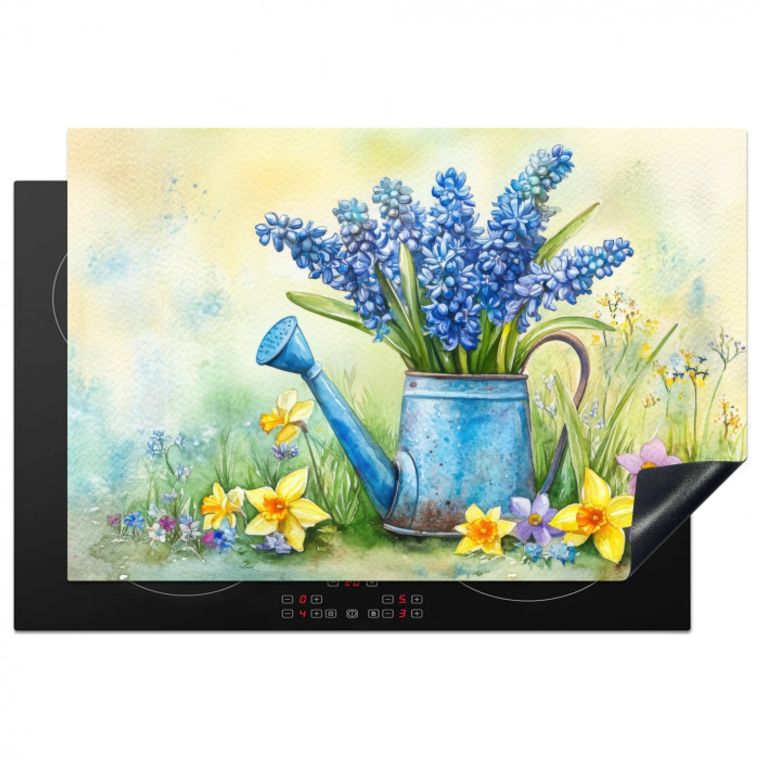 Gieter - Lavendel - Bloesems Inductie beschermer vinyl 3mm klein -3d