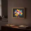 Bloemen - Kleurrijk - Graffiti - Modern - Boeket Light Box met batterij (Wandlamp) middel -sfeer1