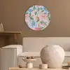 Blauw - Roze - Bloemen Akoestische PET Vilt - Rond klein -sfeer1