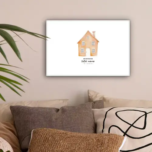 Oranje - Huisje - Quote - Hotel canvas 2cm klein -sfeer1