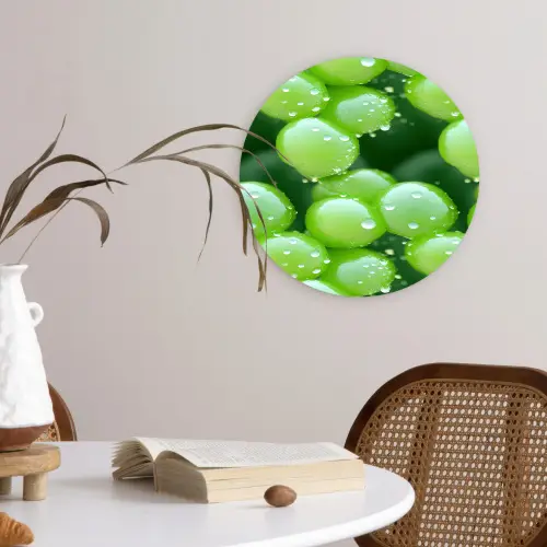 Druiven - Groen - Druppels Wandcirkel kunststof plaat 5mm dik klein 188 -sfeer4