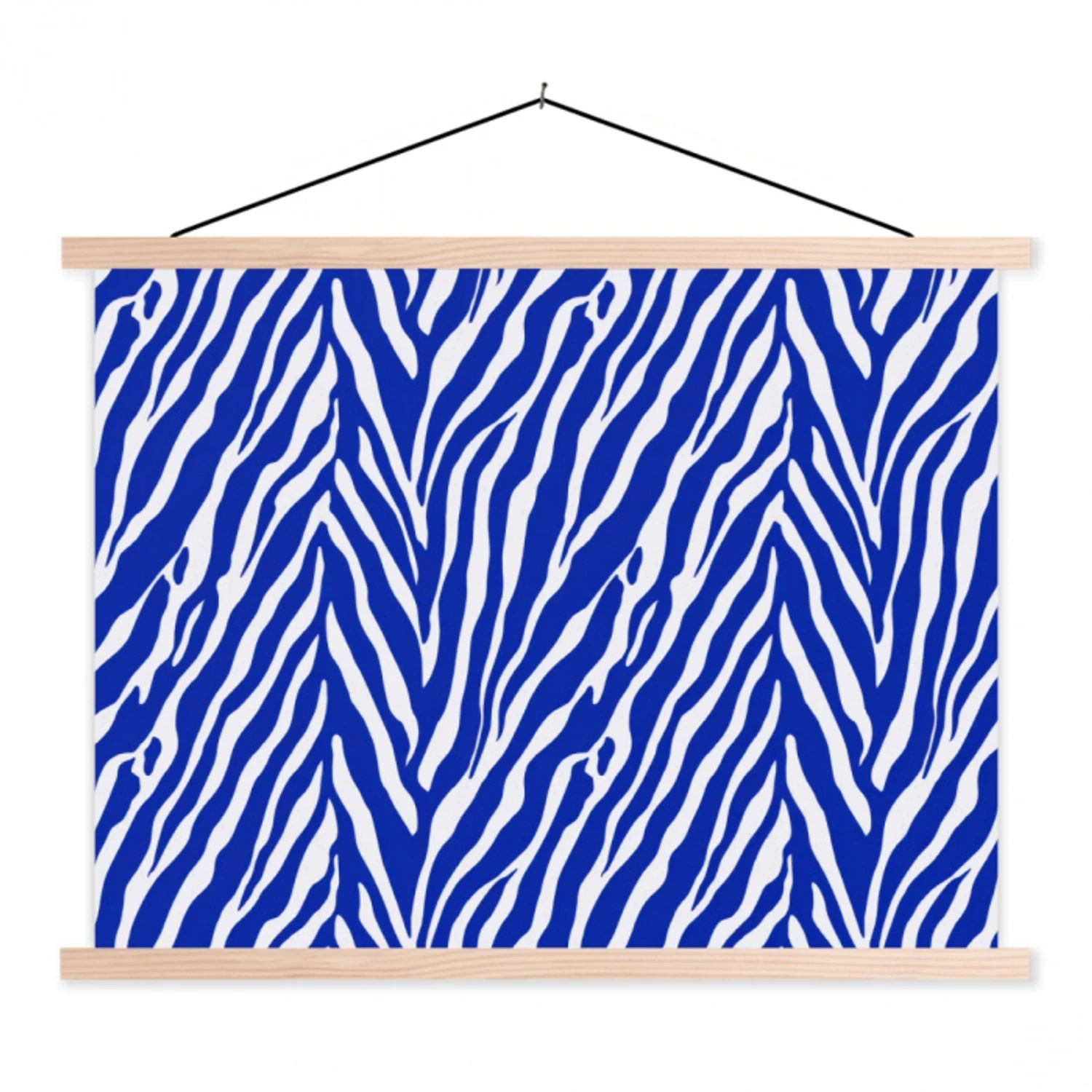 Zebra - Patroon - Kobalt - Blauw textielposter latten blank klein 122 -3d