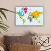Wereldkaart - Kleuren - Letters - Kinderen - Jongens - Meisjes canvas 2cm klein -sfeer1