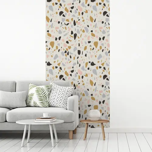 Terrazzo -  Patroon - Neutraal - Zacht - Multi fotobehang vinyl groot 64 -woonkamer