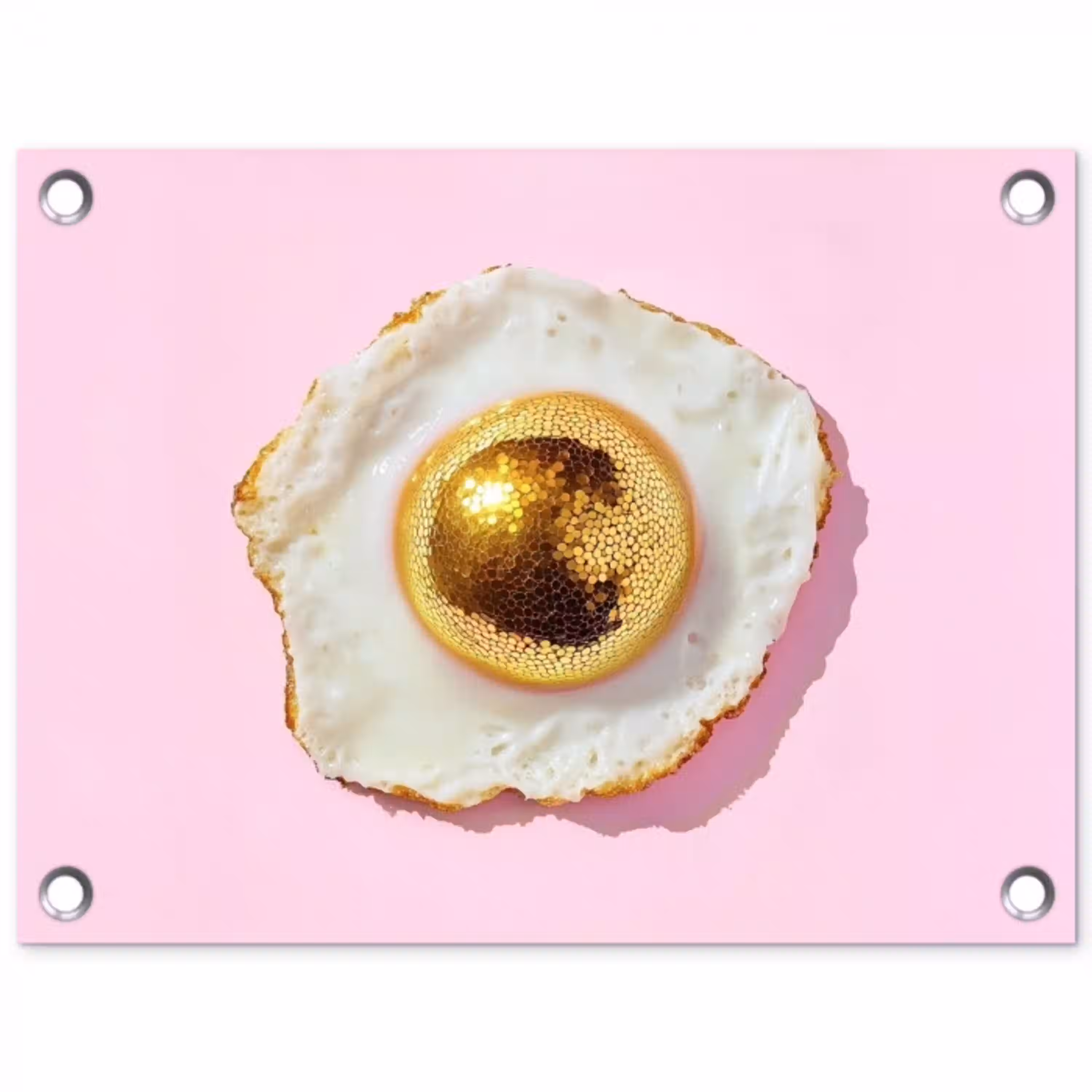 Ei - Disco - Ontbijt - Glitter tuinposter los doek klein -3d