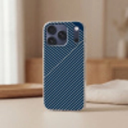 Lijnen - Abstract - Blauw - Wit - Minimalistisch Telefoonhoesje iPhone 17 Pro klein -sfeer2
