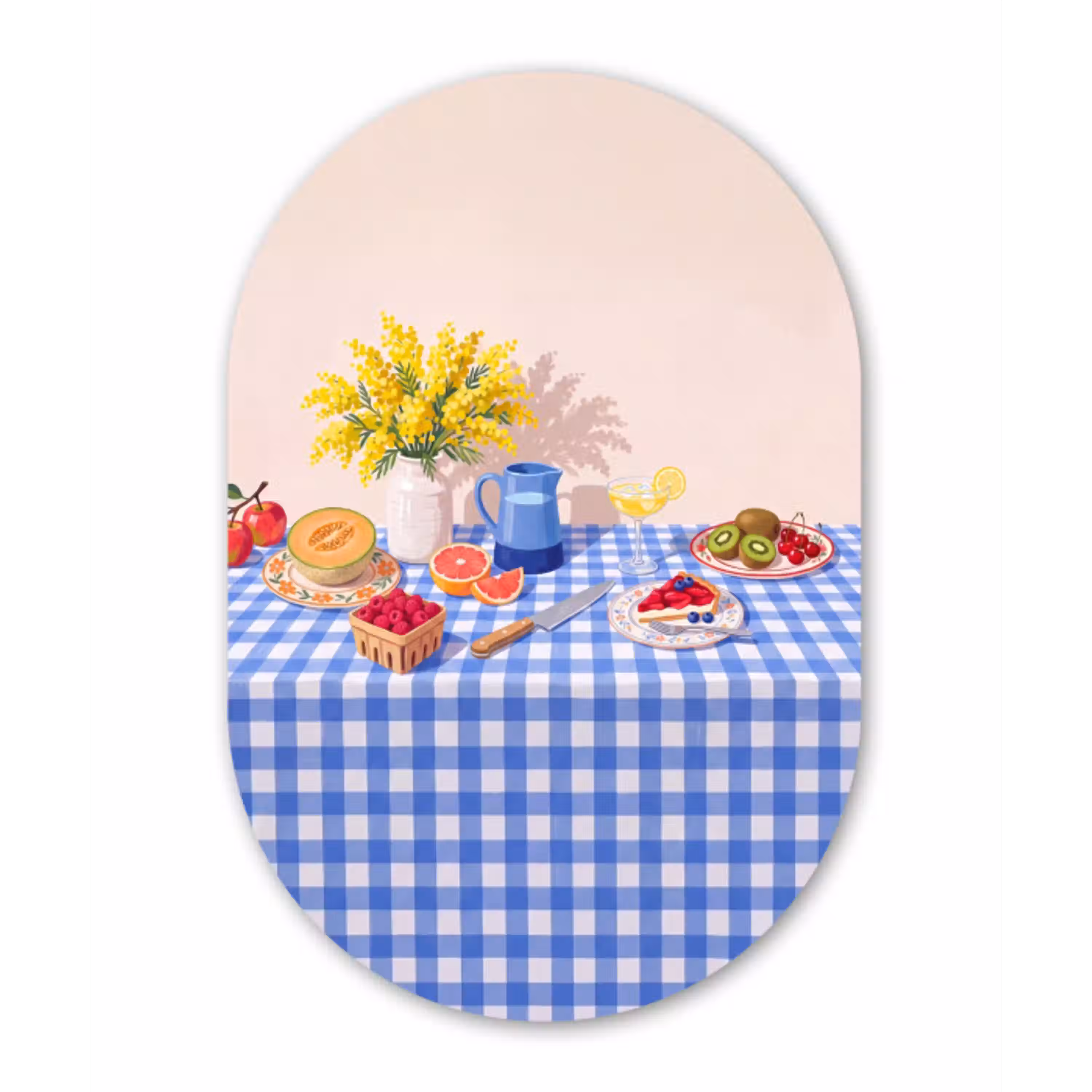 Eten - Fruit - Zomer Wandcirkel Ovaal Aluminium middel -3d