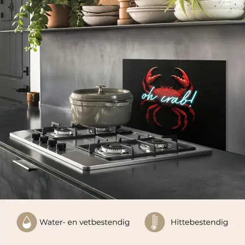 Krab - Rood - Neon - Quote keuken achterwand spatscherm klein -usp_NL