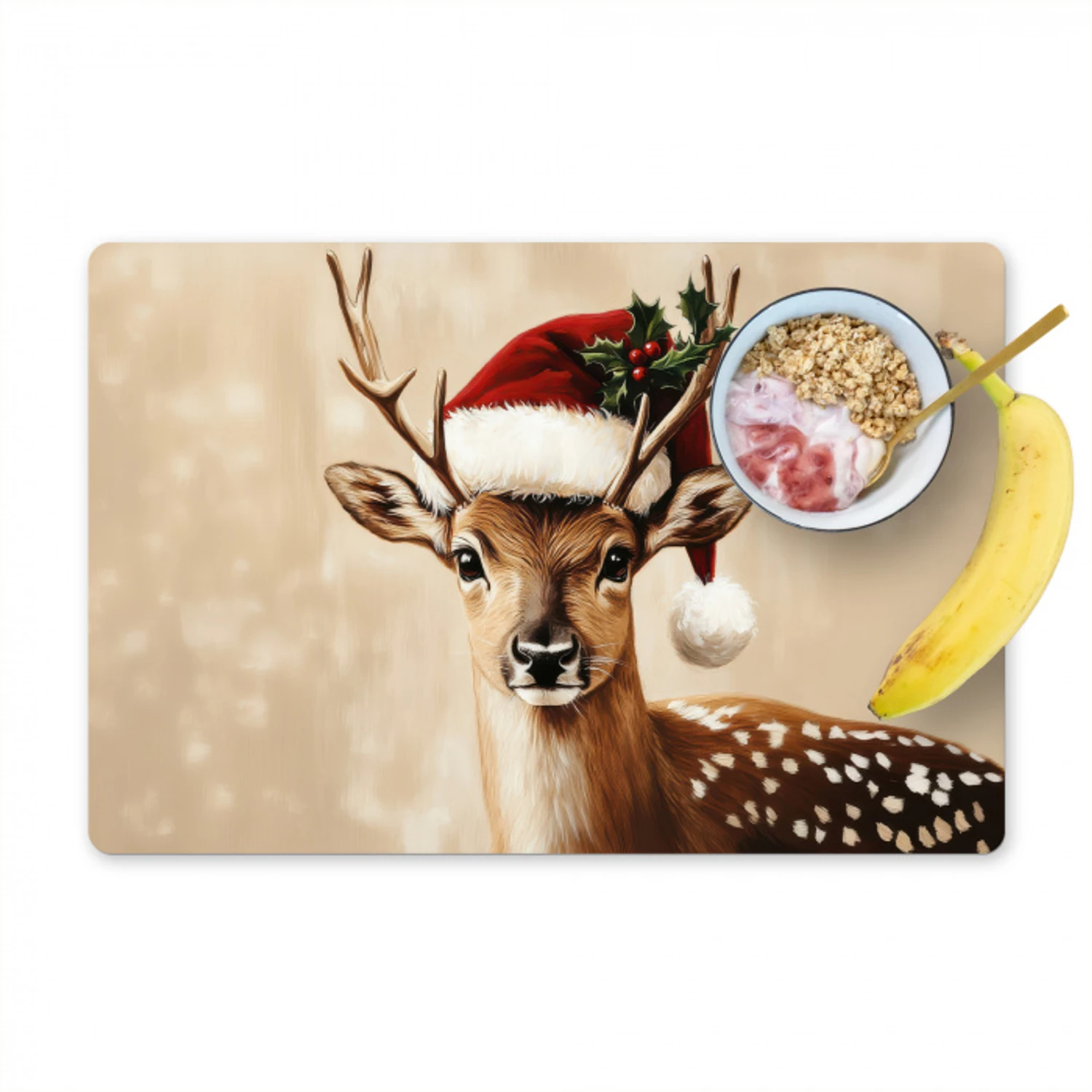 Kerst - Hert - Gewei - Rood Placemat vinyl groot -zzzproduct_Kitchenyeah-website