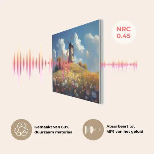 Windmolen - Heuvel - Bloemen - Kleurrijk PET vilt klein -USP_NL
