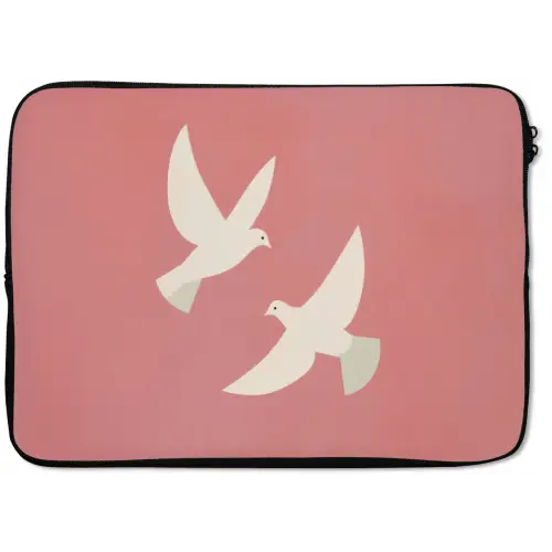 Duiven - Wit - Sierlijk laptophoes neopreen klein -zkaufland3dotto