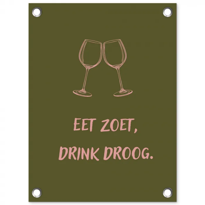 Roze - Groen - Wijn - Quote tuinposter los doek klein -3d
