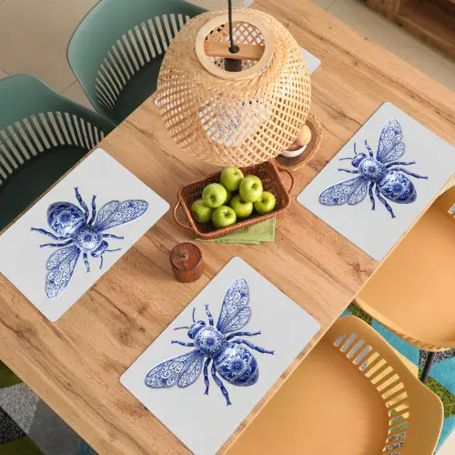 Bij - Modern - Delfts - Blauw Placemat vinyl groot -zzsfeer5_Kitchenyeah-website