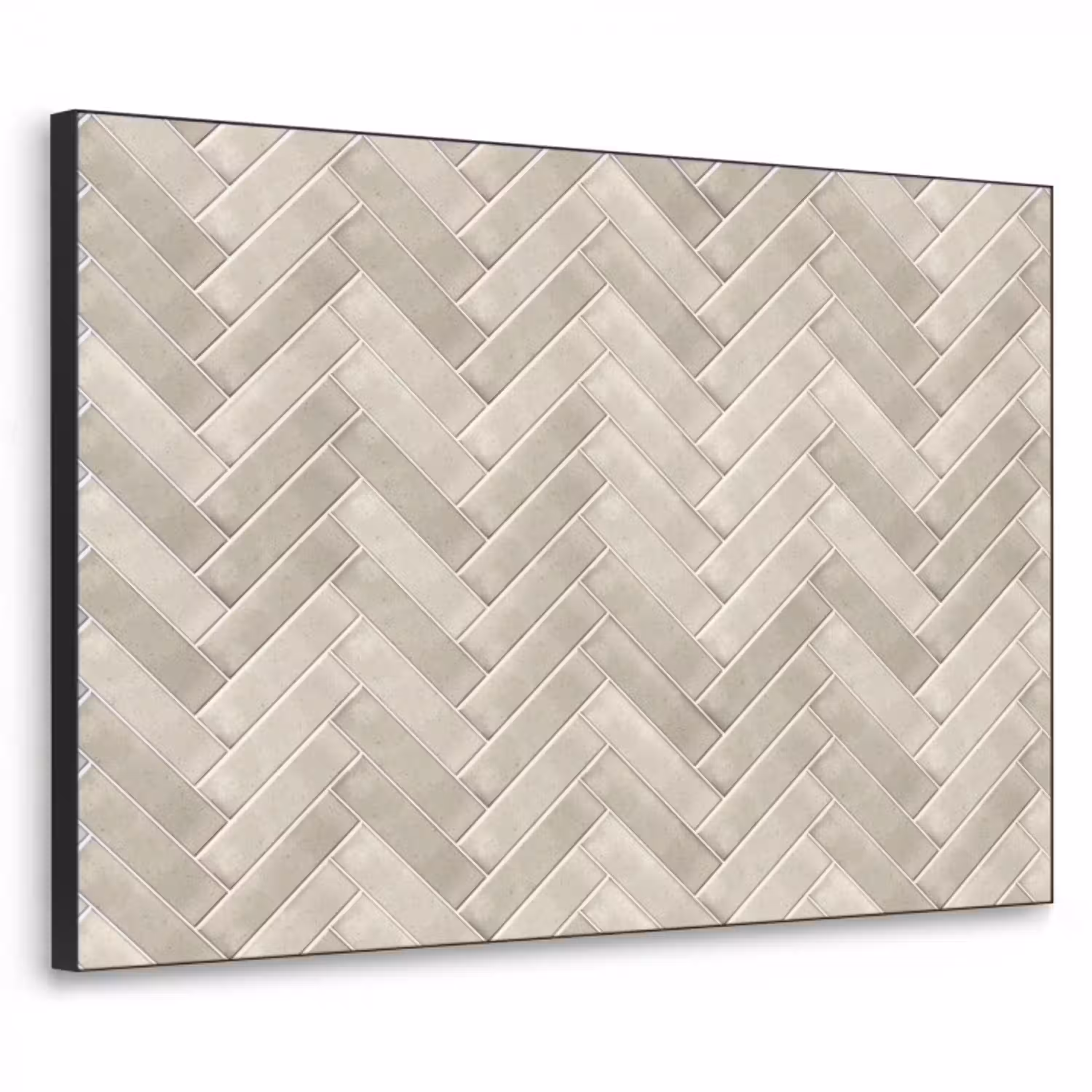 Visgraat - Wandtegel - Beige Textielframe zwart klein 947 -3d