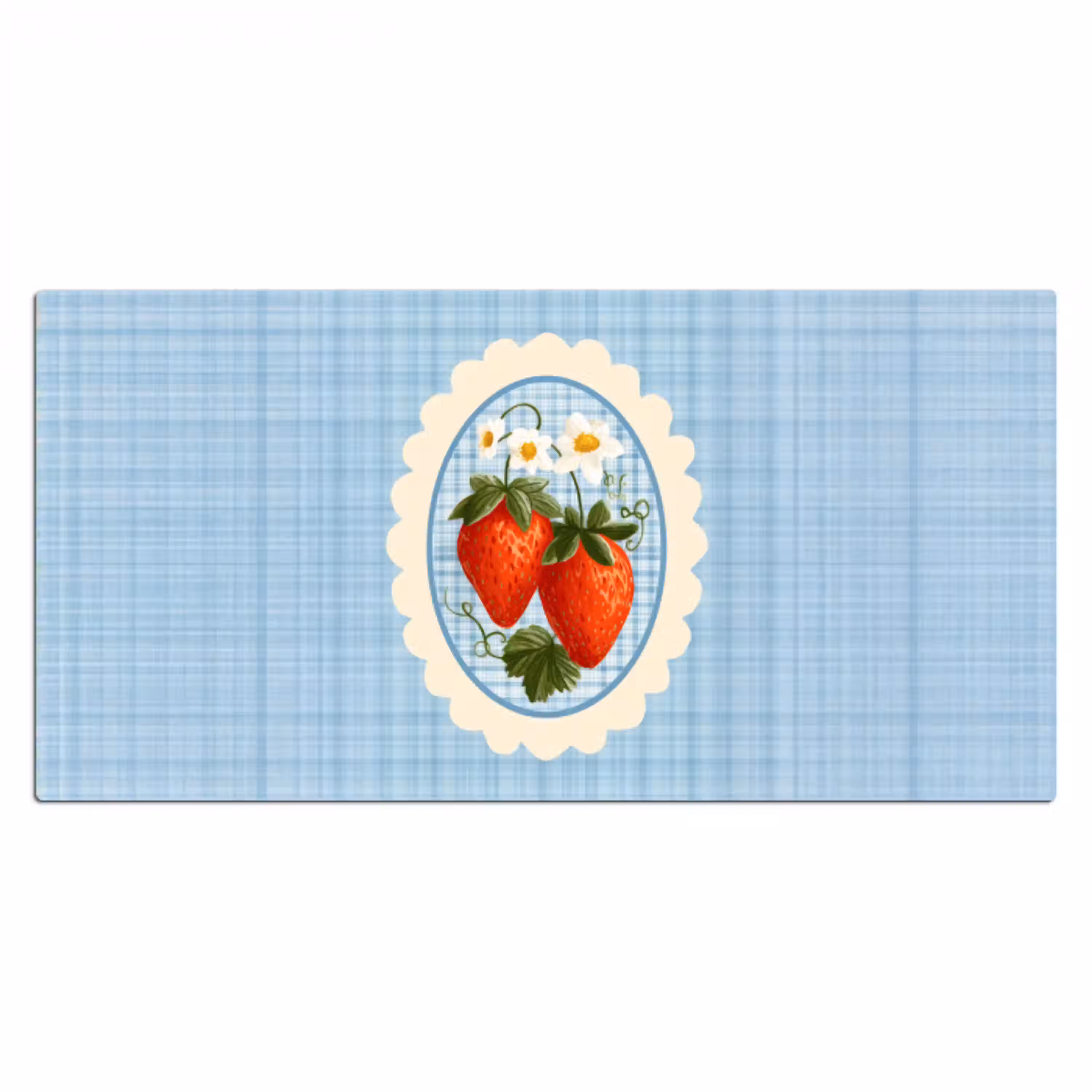 Aardbeien - Lijst - Rood - Geruit Muismat XXL klein -3d_leeg