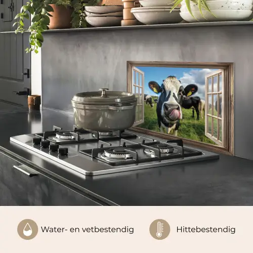Doorkijk - Koe - Weiland - Dieren - Natuur keuken achterwand spatscherm klein -usp_NL