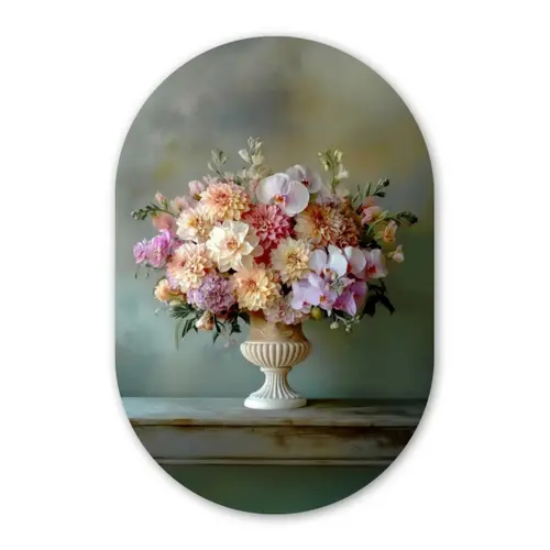 Orchidee - Boeket - Vaas - Bloemen Wandcirkel Ovaal Forex klein -3d