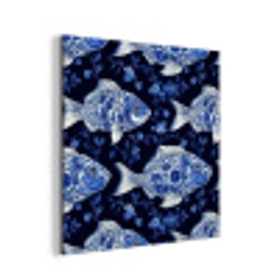 Vissen - Bloemen - Blauw aluminium wit klein 46 -3d