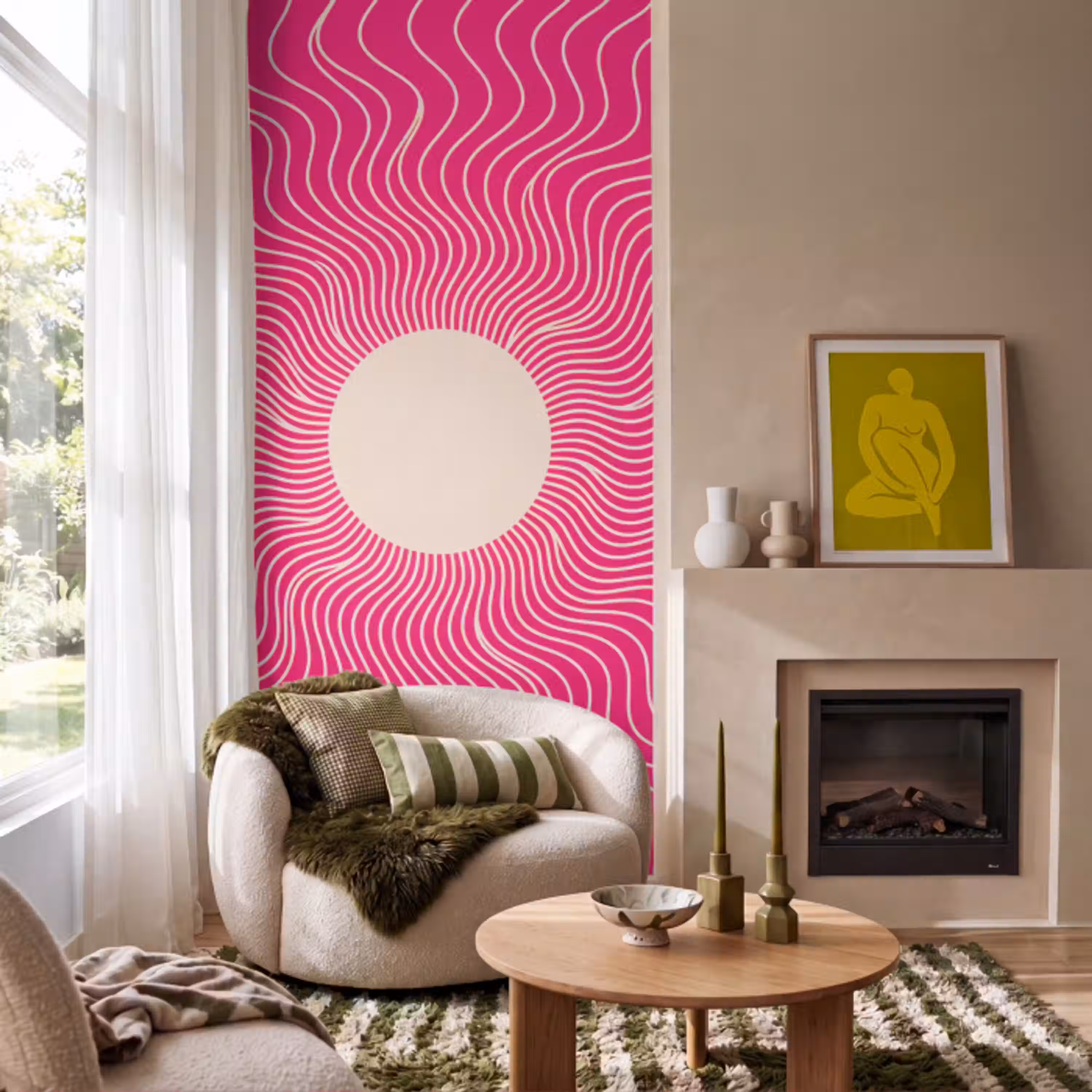Abstract - Patroon - Roze Behang Vlies klein -sfeer2