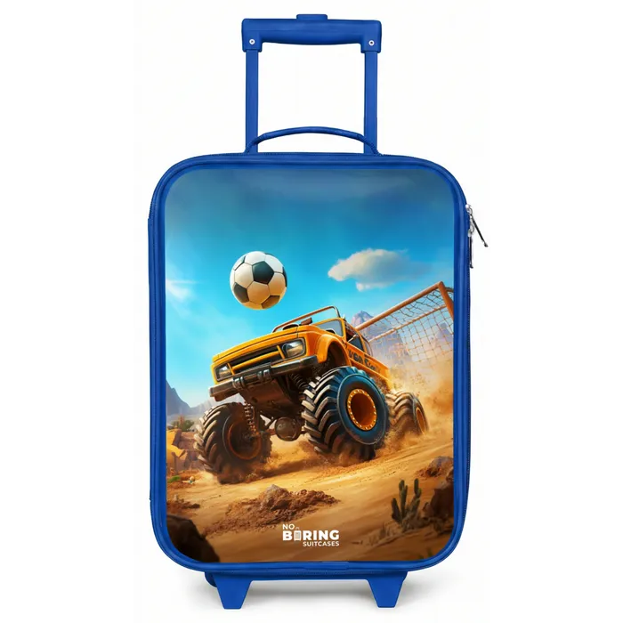 Monstertruck scoort goal in woestijnstadion Kinderkoffer - Blauw klein -zz3dotto