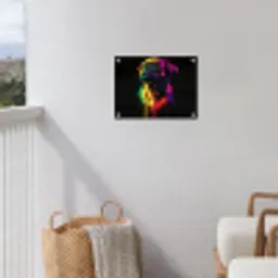 Puck - Hond - Verf - Kleuren tuinposter los doek klein -sfeer8