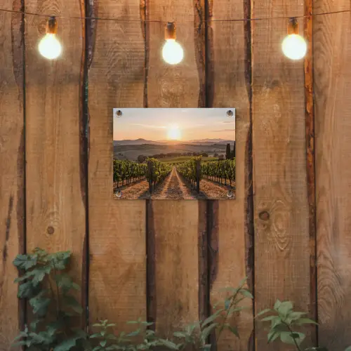 Wijngaard - Zonsondergang - Landschap tuinposter los doek klein -sfeer1