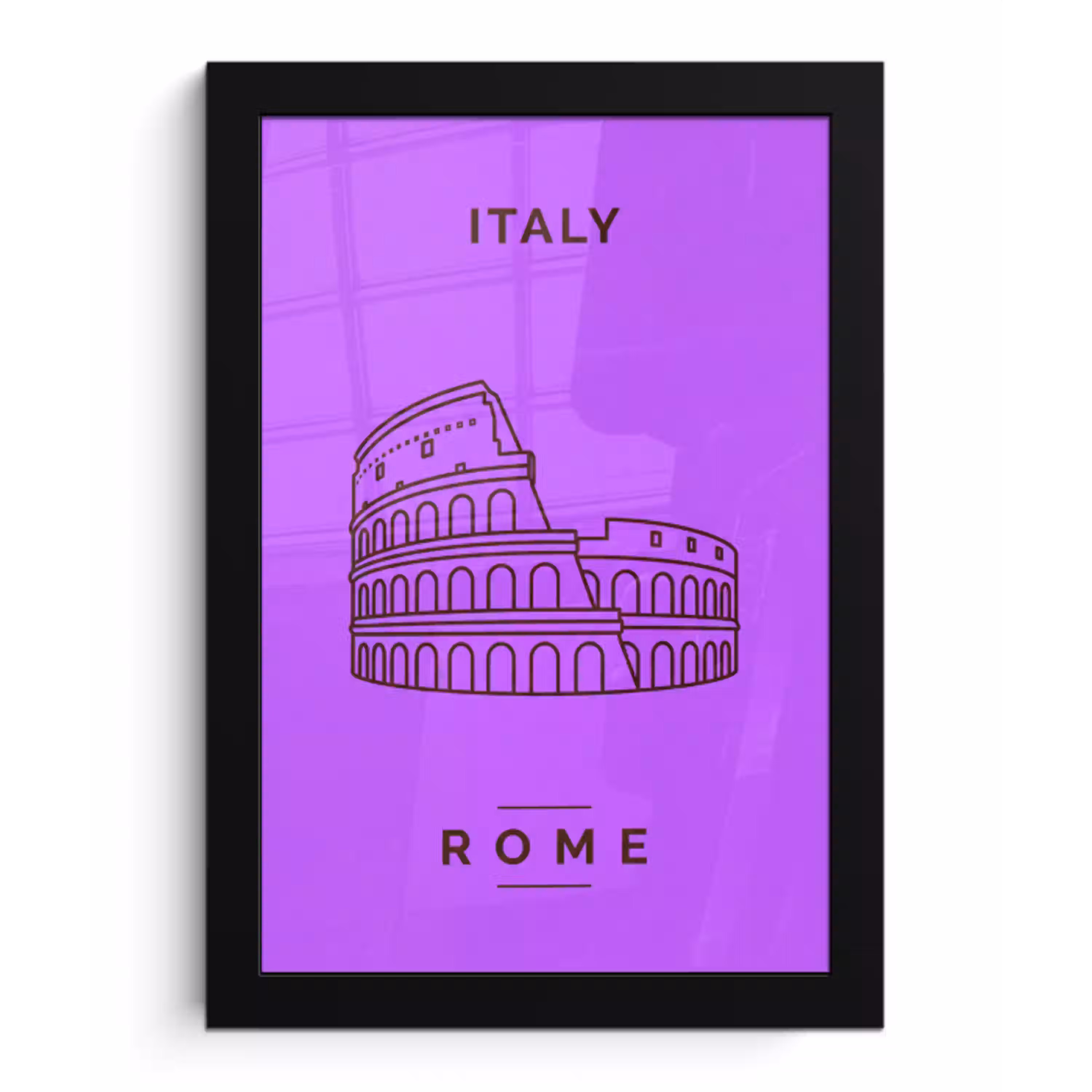 Architectuur - Colosseum - Rome - Minimalistisch - Paars fotolijst zwart zonder passe partout klein -3d
